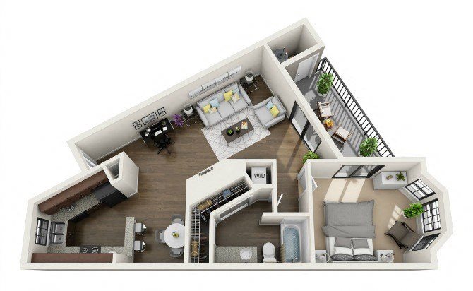 Schooner: 1BR 1BA/806 SF